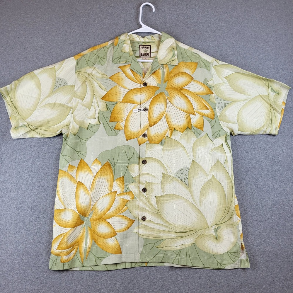 Tommy Bahama Shirt Adult Medium Floral Tropical Silk Button Up Hawaiian Camp